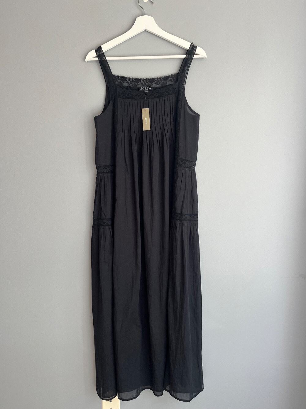 J.Crew NWT $148 Cotton Voile Lace Trim Sundress Black XS CS593 Romantic Boho